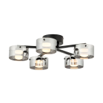 PLAFONIERA COPILLOS LED 3750LM 3000K METALLO NERO DIFFUSORE VETRO VAPORIZZATO FUMÈ DIMMER