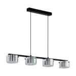 SOSPENSIONE COPILLOS LED 3750LM 3000K METALLO NERO DIFFUSORE VETRO VAPORIZZATO FUMÈ DIMMER 116x15 H150