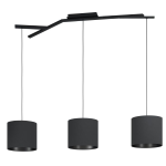SOSPENSIONE BALNARIO 3XE27 METALLO NERO PARALUME TESSUTO NERO 130.5x25 H150
