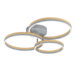 PLAFONIERA CADINARO LED METALLO GRIGIO E LEGNO DIFFUSORE BIANCO DIMMER 73x55 H14.5