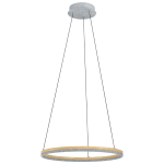 SOSPENSIONE CADINARO LED METALLO GRIGIO E LEGNO DIFFUSORE BIANCO DIMMER Ø60 H150