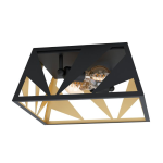PLAFONIERA TABLONCITO 2 X E27 METALLO NERO INTERNO ORO 39.5 x 39.5 H18.5