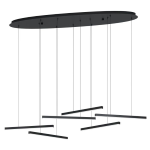 SOSPENSIONE LINDOZA LED 51W 6000LM 3000K METALLO NERO BASE OVALE DIFFUSORE POLICARBONATO DIMMERABILE L.1285 B.41CM