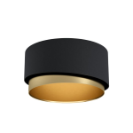 PLAFONIERA MANDERLINE 1 X E27 METALLO NERO DIFFUSORE TESSUTO E OTTONE Ø45 H22