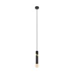 SOSPENSIONE CEDRAL 1 X E27 METALLO NERO DIFFUSORE PARALUME NERO E OTTONE Ø5.5 H150