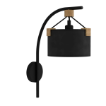 APPLIQUE POTOSI 1 X E27 METALLO NERO PARALUME NERO IN CARTA KRAFT STAFFE LEGNO 23 x 37.5 H51