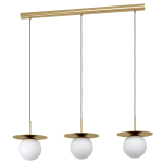 SOSPENSIONE ARENALES 3 X E27 METALLO OTTONE SPAZZOLATO PARALUME VETRO BIANCO OPACO 110 x 27.5 H150