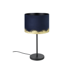 LAMPADA DA TAVOLO CASUARITA 1 X E27 METALLO NERO PARALUME TESSUTO BLU E ORO Ø23 H43.5