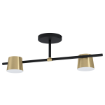 PLAFONIERA ALTAMIRA 2 X GU10 LED 2 X 4,6W 3000K BINARIO NERO CON DUE SPOT FISSI OTTONE