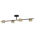 PLAFONIERA ALTAMIRA 2 X GU10 LED 2 X 4,6W 3000K BINARIO NERO CON DUE SPOT FISSI OTTONE 115.5 x 21 H23.5