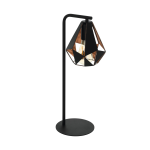LAMPADA DA TAVOLO CARLTON 4 1 X E27 STRUTTURA E PARALUME METALLO NERO INTERNO RAME ANTICATO 22 x 16 H50.5