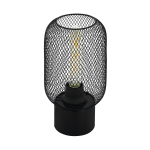 LAMPADA DA TAVOLO WRINGTON 1 X E27 STRUTTURA METALLO NERO PARALUME RETICOLATO Ø15 H28.5