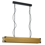 SOSPENSIONE HARBOROUGH 4 X E27 STRUTTURA NERO DIFFUSORE LEGNO MARRONE 90 x 12.5 H110