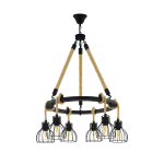 SOSPENSIONE RAMPSIDE 6 X E27 STRUTTURA METALLO CORDE Ø76 H109