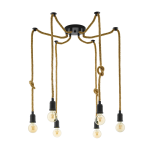 SOSPENSIONE RAMPSIDE 6 X E27 STRUTTURA METALLO CORDE Ø18 H159
