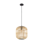 SOSPENSIONE BORDESLEY 1 X E27 ROSONE METALLO PARALUME IN LEGNO NATURALE Ø35 H110