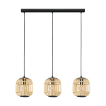 SOSPENSIONE BORDESLEY 3 X E27 ROSONE METALLO PARALUME IN LEGNO NATURALE 91 x 21 H110