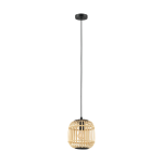 SOSPENSIONE BORDESLEY 1 X E27 ROSONE METALLO PARALUME IN LEGNO NATURALE Ø21 H110