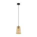 SOSPENSIONE CLAVERDON 1 X E27 ROSONE METALLO PARALUME LEGNO NATURALE Ø18 H110