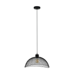 SOSPENSIONE POMPEYA 1 X E27 STRUTTURA IN METALLO NERO PARALUME RETICOLATO NERO 45 x 44 H110