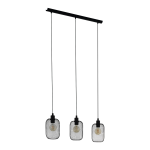 SOSPENSIONE WRINGTON 3 X E27 STRUTTURA METALLO NERO PARALUME RETICOLATO NERO 74 x 15 H110