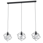 SOSPENSIONE STRAITON 3 X E27 STRUTTURA METALLO NERO PARALUME RETICOLATO 90.5 x 24 H110