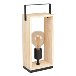 LAMPADA DA TAVOLO FAMBOROUGH 1 X E27 STRUTTURA METALLO NERO E LEGNO NATURALE 16.5 x 10 H40