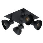 PLAFONIERA BARNSTAPLE 1 4 X E27 STRUTTURA METALLO NERO PARALUME NERO 45 x 45