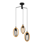 SOSPENSIONE BASILDON 3 X E27 STRUTTURA METALLO NERO E LEGNO Ø61.5 H130
