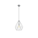 SOSPENSIONE CARLTON 1 X E27 PARALUME METALLO RETICOLATO ARGENTO Ø31 H110