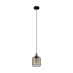 SOSPENSIONE CHISLE 1 X E27 STRUTTURA METALLO NERO PARALUME METALLO E VETRO VAPORIZZATO AMBRA Ø16.5 H110