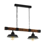 SOSPENSIONE OLDBURY 2 X E27 STRUTTURA METALLO NERO E LEGNO 86 x 26 x H110