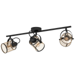 PLAFONIERA DELLOW 3 X E27 STRUTTURA METALLO NERO PARALUME RETICOLATO OTTONE 83 x 18 H21