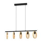 SOSPENSIONE IPSDEN 5 X E27 METALLO NERO E LEGNO100.5 x 22 H110