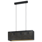 SOSPENSIONE  SALLICANO 3 X E27 STRUTTURA METALLO NERO INTERNO ORO 73 x 20 H110