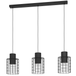 SOSPENSIONE MILLIGAN 3 X E27 METALLO NERO PARALUME RETICOLATO NERO 103 x 20 H110