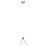 SOSPENSIONE COPLEY 1 X E27 METALLO ALLUMINIO ORO ROSA PARALUME VETRO TRASPARENTE Ø20 H110