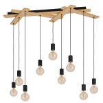 SOSPENSIONE MONMOUNT 9 X E27 STRUTTURA LEGNO E METALLO NERO 108.5 x 44.5 H85