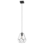 SOSPENSIONE MARDYKE 1 X E27 STRUTTURA METALLO NERO PARALUME VETRO Ø23 H110