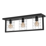 PLAFONIERA JUBILY 3 X E27 METALLO NERO PARALUME RETICOLATO GRIGIO 77 x 19 H25.5