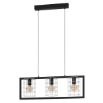 SOSPENSIONE JUBILY 3 X E27 METALLO NERO PARALUME RETICOLATO GRIGIO 77 x 14.5 H110