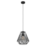 SOSPENSIONE STYPE 1 X E27 STRUTTURA METALLO NERO PARALUME RETICOLATO Ø33 H110