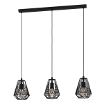 SOSPENSIONE STYPE 3 X E27 STRUTTURA METALLO NERO PARALUME RETICOLATO 96 x 20 H110