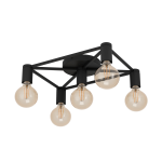 PLAFONIERA SPEKE 5 X E27 STRUTTURA ACCIAIO NERO H 105 x L 415