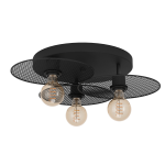 PLAFONIERA IKESTON 3 X E27 STRUTTURA METALLO NERO Ø 530 H 130