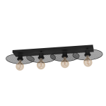 PLAFONIERA IKESTON 4 X E27 STRUTTURA METALLO NERO H 120 x L 950
