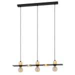 SOSPENSIONE BRAMERTON 3 X E27 STRUTTURA METALLO NERO E LEGNO H 1100 x L 810