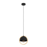 SOSPENSIONE CALLOW 1 X E27 STRUTTURA IN METALLO NERO E LEGNO Ø 230 H 1100