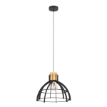 SOSPENSIONE STILLINGTON 1 X E27 STRUTTURA IN LEGNO E METALLO RETICOLATO NERO  Ø 415 H 1100