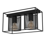 PLAFONIERA CATTERICK 2 X E27 STRUTTURA IN METALLO RETICOLATO NERO H 190 x L 350